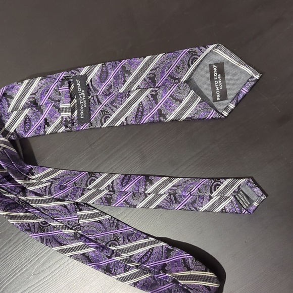 PRONTO UOMO Paisley+Striped Regular Tie - Picture 3 of 5